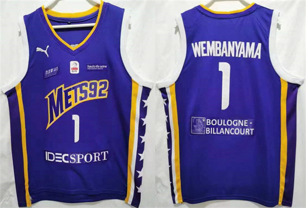 Boulogne-Levallois Metropolitans 92 #1 Victor Wembanyama Purple Stitched Jersey